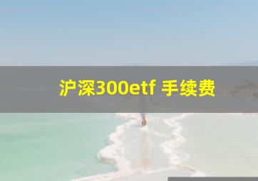 沪深300etf 手续费